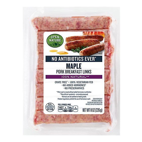 Open Nature Pork Links Breakfast Maple - 8 Oz