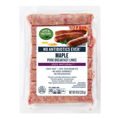 Open Nature Pork Links Breakfast Maple - 8 Oz