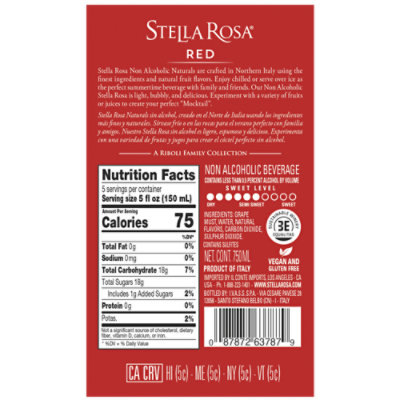 Stella Rosa Natural Red Non Alcoholic Wine - 750 Ml - Image 5