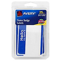 Avery Name Badge Labels Removable Blue Border 25 Count - Each - Image 1