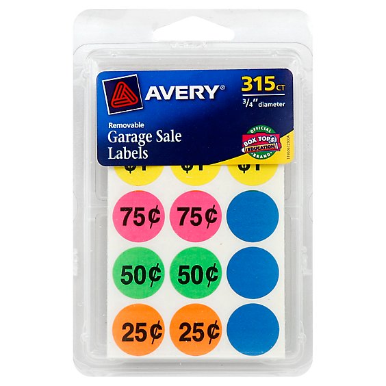 Avery Garage Sale Labels Removable Assorted Neon 315 Count - Each