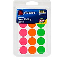 Avery Color Coding Labels Removable Assorted Neon 315 Count - Each