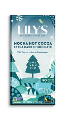 Lilys Sweet Mocha Hot Cocoa Extra Dark Chocolate Bar - 2.8 Oz - Image 1