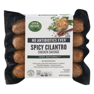 Open Nature Chicken Sausage Spicy Cilantro - 12 Oz