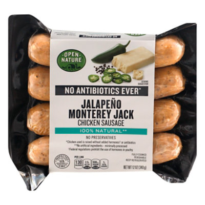 Open Nature Chicken Sausage Monterey Jack Jalapeno - 12 Oz