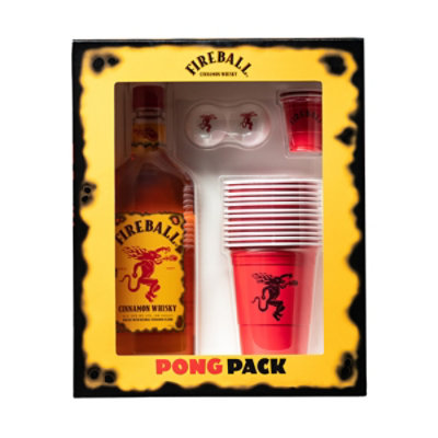 Fireball Hot Cinnamon Blended Whiskey 66 Proof Pong Party Kit Bottle - 750 Ml