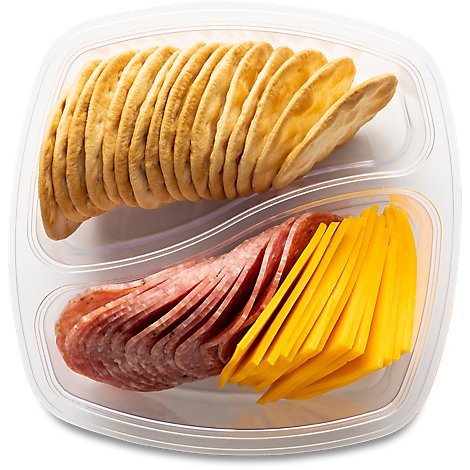 Deli Snack Tray Duo Sliced Salami & Cheddar With Crackers - Each