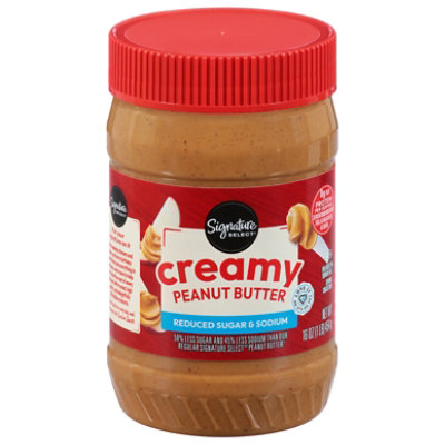 Signature SELECT Peanut Spread Creamy Reduced Sugar & Sodium - 16 Oz
