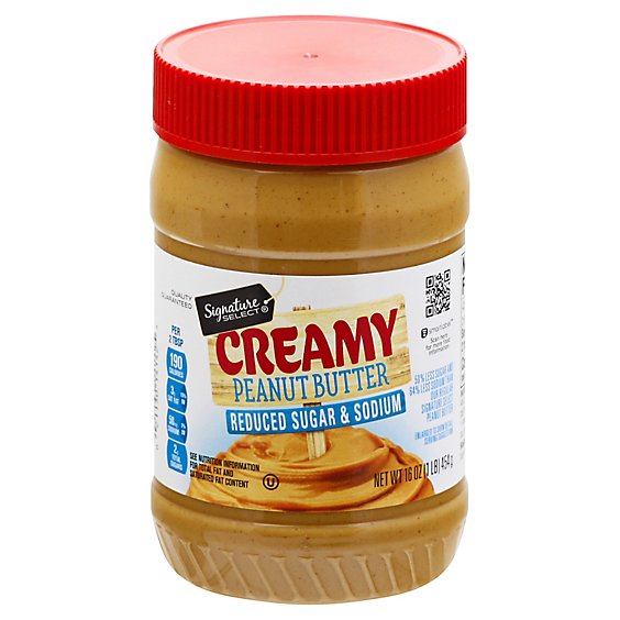 Signature Select Peanut Spread Creamy Reduced Sugar & Sodium - 16 Oz