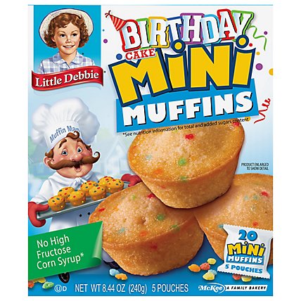 Snack Cakes Little Debbie Family Pack Mini Muffins Birthday Cake - 8.44 Oz - Image 2