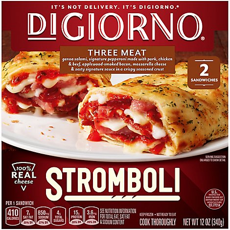 DiGiorno Stromboli Frozen Three Meat Pizza Sandwich Snack 2 Count - 12 Oz