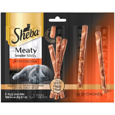 Sheba Meaty Tender Sticks Chicken Flavor Soft Cat Treats - 5 - 0.14 Oz - Image 1