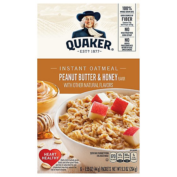 Quaker Instant Oatmeal Peanut Butter & Honey 9.3 Ounce 6 Pack - 9.3 OZ