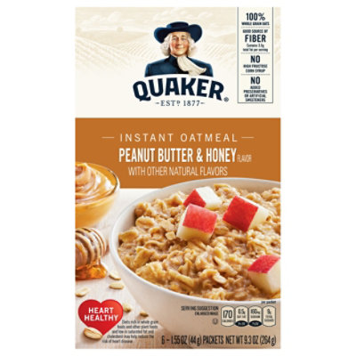 Quaker Instant Oatmeal Peanut Butter & Honey 9.3 Ounce 6 Pack - 9.3 OZ