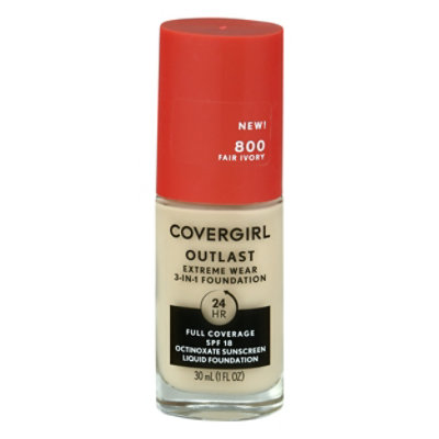 Covergirl Outlast Extreme Wear 3 In 1 Foundation 800 Fair Ivory - 1 Fl. Oz.