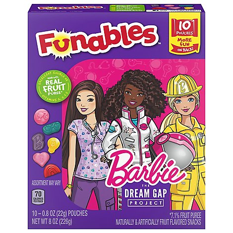 Funables Barbie Fruit Snacks - 8 Oz.
