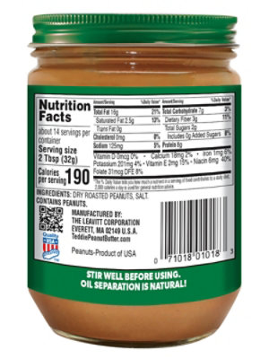 Teddie All Natural Smooth Peanut Butter - 16 OZ - Image 5