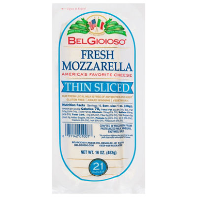 BelGioioso Thin Sliced Fresh Mozzarella Cheese Log  21 Count - 16 Oz - Image 3