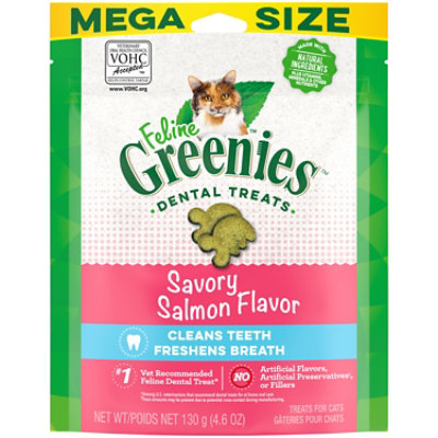 Feline Greenies Savory Salmon Flavor Adult Natural Dental Care Cat Treats - 4.6 Oz - Image 1