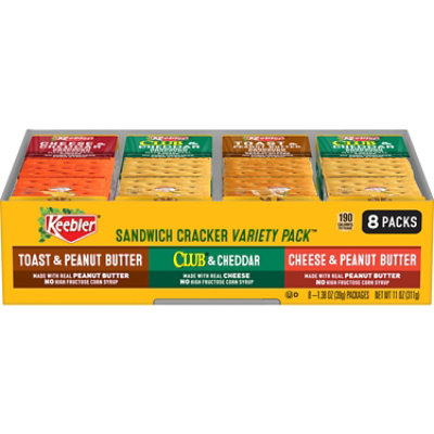 Keebler Sandwich Crackers Single Serve Snack Crackers Variety Pack 8 Count - 11 Oz