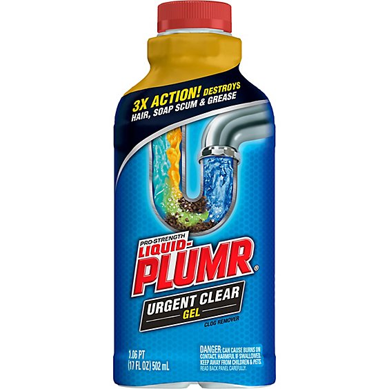Liquid-Plumr Industrial Strength Urgent Clear Liquid Drain Cleaner - 17 Oz
