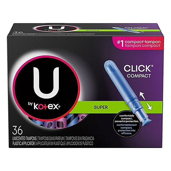 U By Kotex Super Premium Tampons Click Super Absorbency - 36 CT