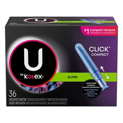 U By Kotex Super Premium Tampons Click Super Absorbency 36 CT Vons