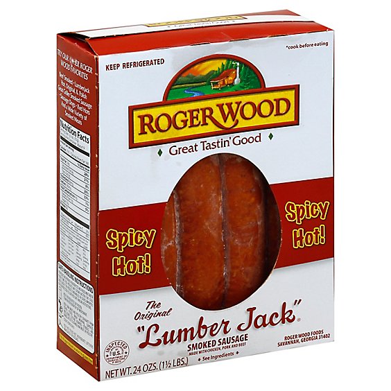 Roger Wood Lumberjack Hot Sausage - 24 OZ