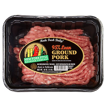 New York Style 95% Lean Ground Pork 5% Fat - 1 LB - Image 1