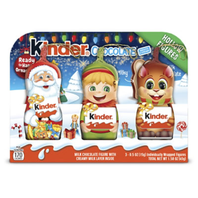 Kinder Hollow Milk Chocolate Santa Ornament Holiday Gift 3 Count - 1.58 Oz - Image 1