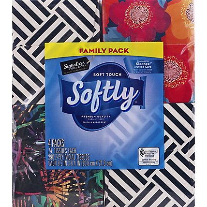 Signature Select Facial Tissue Softly 4 Pack Cube - 4-74 CT - Image 2