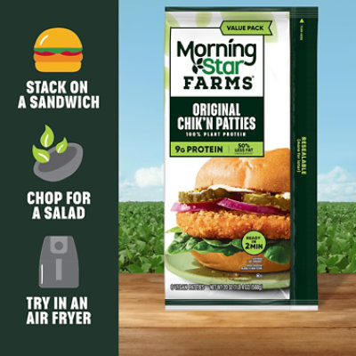 MorningStar Farms Chikn Patties Original Vegan Plant Based Protein 8 Count - 20 Oz - Image 4