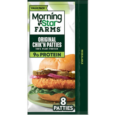 MorningStar Farms Meatless Chicken Patties Plant Based Protein Original ...