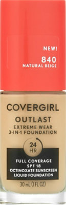 COVERGIRL Outlast Extreme Wear SPF 18 840 Natural Beige 3 In 1 Foundation - 1 Fl. Oz. - Image 2