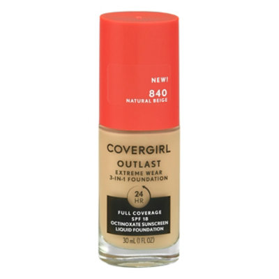 COVERGIRL Outlast Extreme Wear SPF 18 840 Natural Beige 3 In 1 Foundation - 1 Fl. Oz. - Image 1