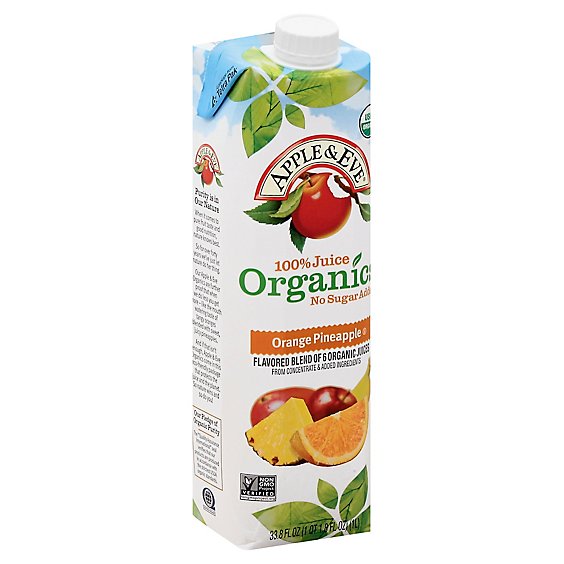Apple & Eve Organic Juice Orange Pineapple No Sugar Added - 33.8 Oz