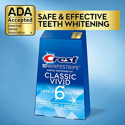 Crest 3D Whitestrips Classic Vivid 6 Levels Whiter Dental Whitening Kit - 10 Count - Image 4