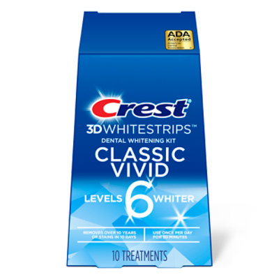 Crest 3D Whitestrips Classic Vivid 6 Levels Whiter Dental Whitening Kit - 10 Count - Image 1