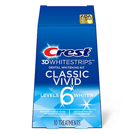 Crest 3D Whitestrips Classic Vivid 6 Levels Whiter Dental Whitening Kit - 10 Count
