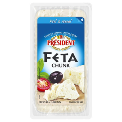 President Feta Chunk Cheese - 20 Oz
