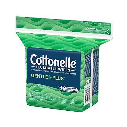 Cottonelle GentlePlus Flushable Wet Wipes with Aloe & Vitamin E Refill Pack - 168 Count - Image 9