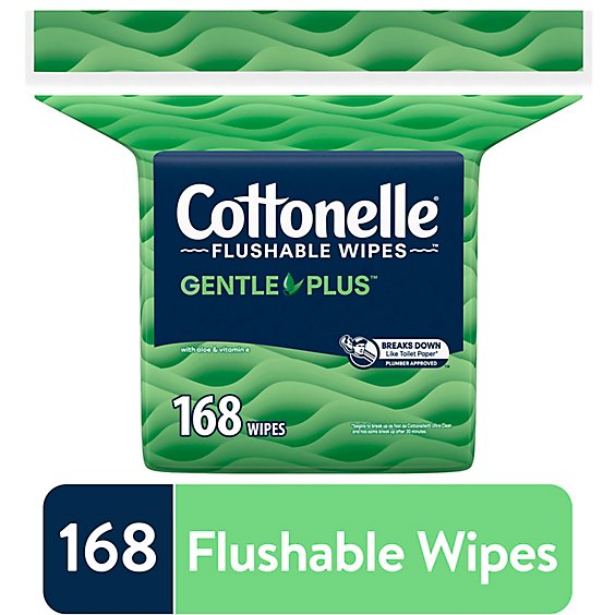 Cottonelle GentlePlus Flushable Wet Wipes with Aloe & Vitamin E Refill Pack - 168 Count