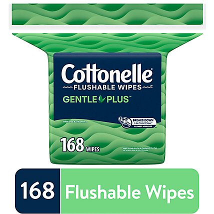 Cottonelle GentlePlus Flushable Wet Wipes with Aloe & Vitamin E Refill Pack - 168 Count - Image 1