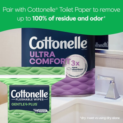 Cottonelle GentlePlus Flushable Wipes with Aloe & Vitamin E Refill Bag - 42 Count - Image 6