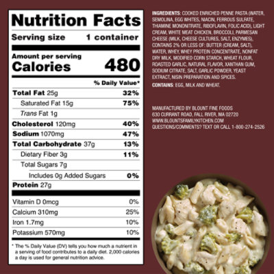 Blount's Family Kitchen Chicken & Broccoli Alfredo With Penne Microwave Meal - 12 Oz - Image 5