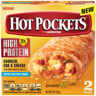 Hot Pockets High Protein Chorizo Egg And Cheese Frozen Breakfast Sandwiches - 9 Oz - Image 3