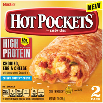 Hot Pockets High Protein Chorizo Egg And Cheese Frozen Breakfast Sandwiches - 9 Oz - Image 2