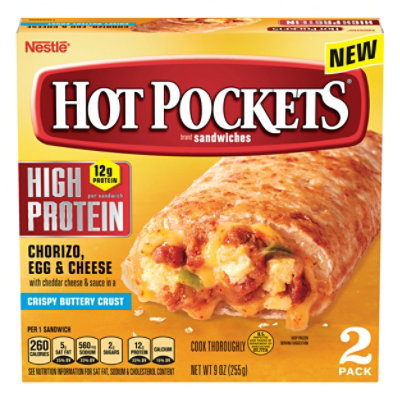 Hot Pockets High Protein Chorizo Egg And Cheese Frozen Breakfast Sandwiches  - 9 Oz