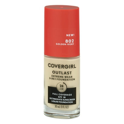 COVERGIRL Outlast Extreme Wear SPF 18  802 Golden Ivory 3 In 1 Foundation - 1 Fl. Oz. - Image 3