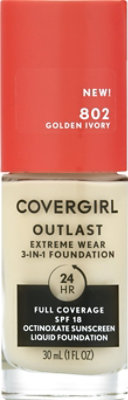 COVERGIRL Outlast Extreme Wear SPF 18  802 Golden Ivory 3 In 1 Foundation - 1 Fl. Oz. - Image 2